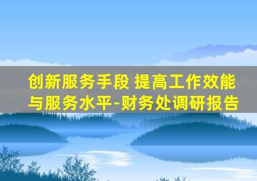 创新服务手段 提高工作效能与服务水平-财务处调研报告